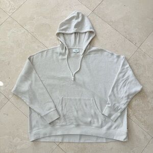 Aerie Cream Waffle Knit Hoodie Thermal Pullover Kangaroo Pocket Women’s XL
